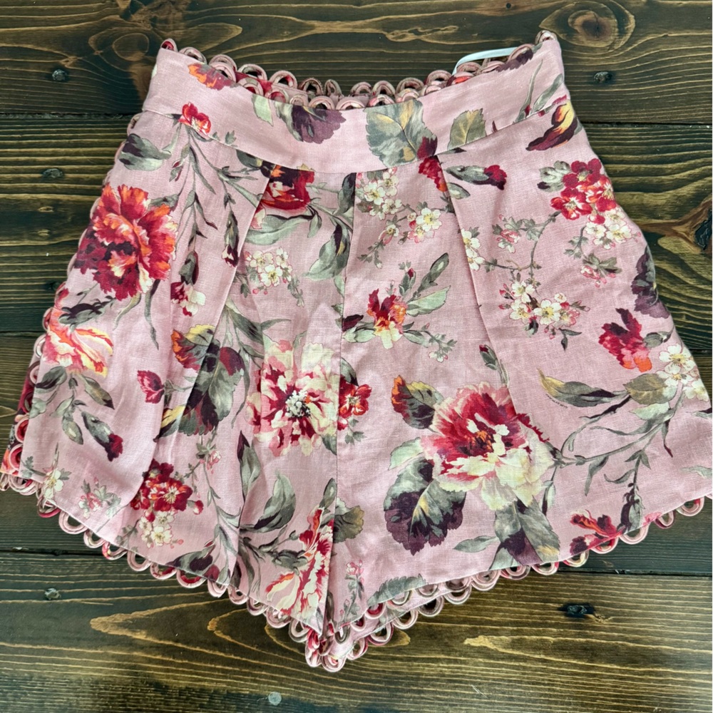 Zimmerman Cassia Scalloped Floral Shorts